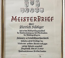 Meisterbrief Dietrich Rüdiger 1969